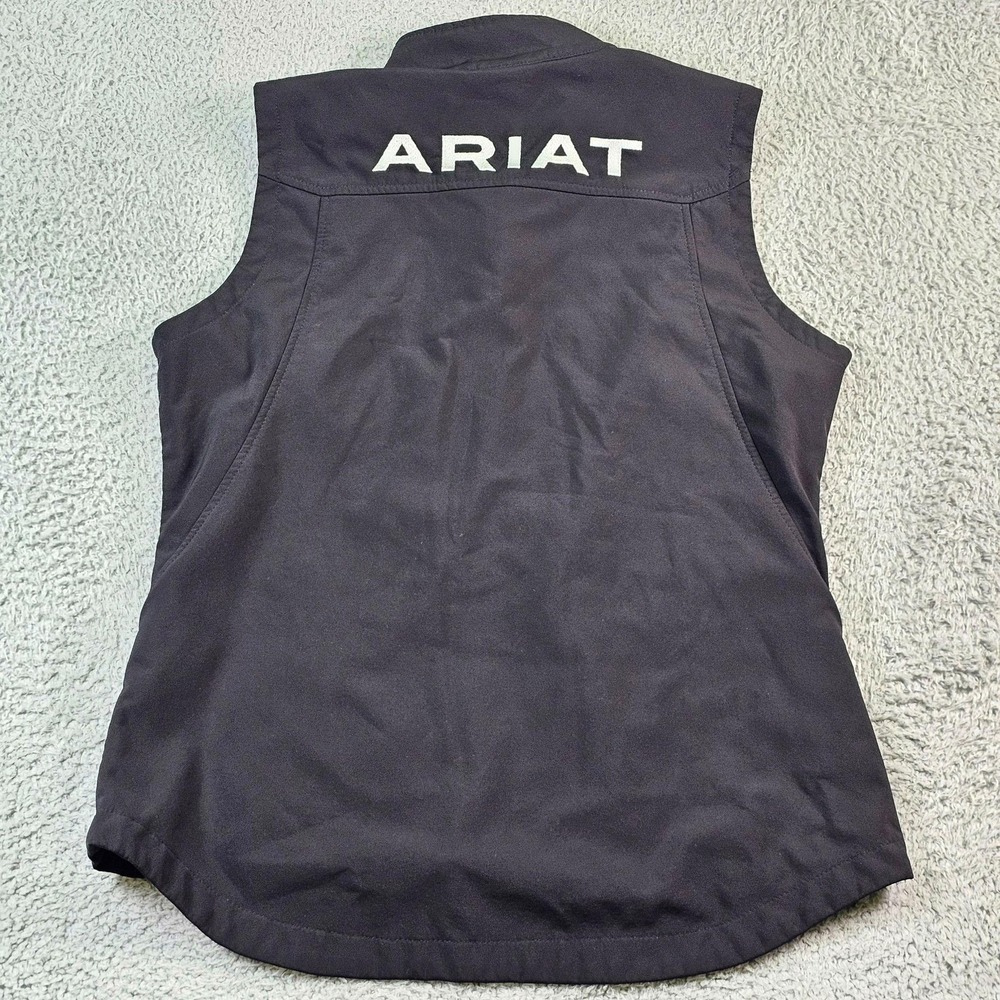 Ariat Vest Womens Large Black Softshell Full Zip Outdoor Western Logo L - Picture 8 of 11
